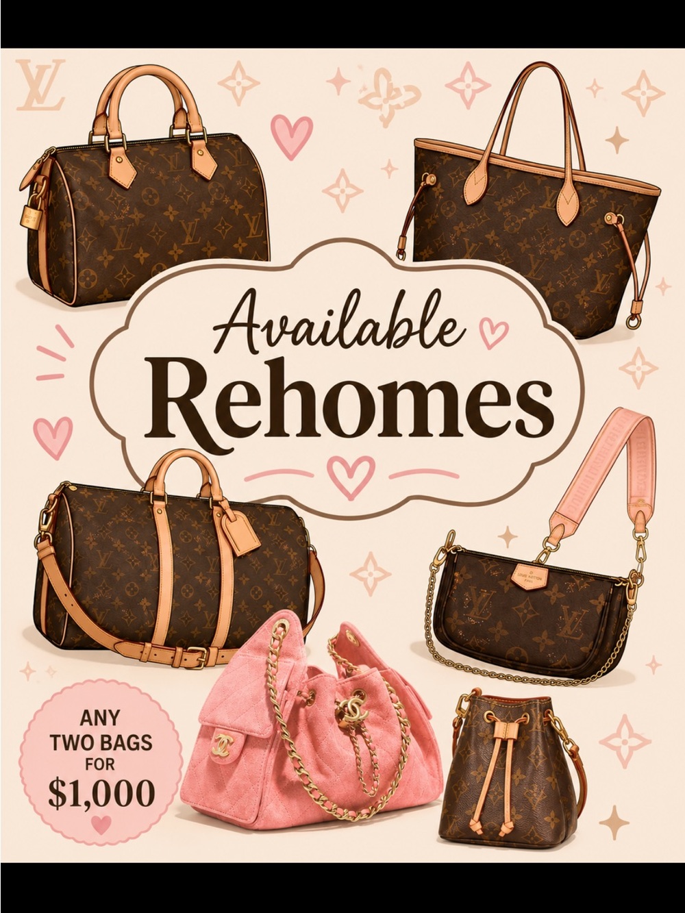 Louis Vuitton Monogram Brown & Pink Tote and Satchel Collection